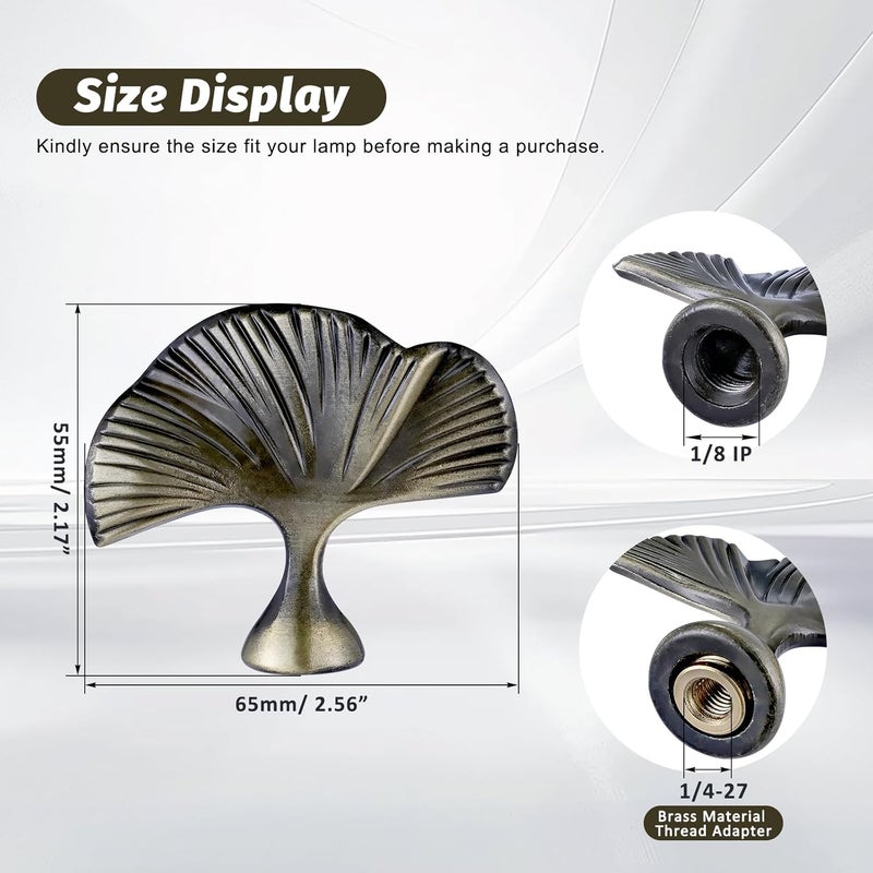 GooChan Vintage Lamp Finial Cap Knob,Leaf Shaped Metal Finial for Lamp Shade Top,Dual-Thread Lamp Top Screw,Fit Both 1/8 IP and 1/4-27 Thread - Image 2